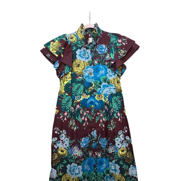 Tuckernuck Alice Midi Dress Merlot Sharp Floral Size XS Brand New - Picture 12 of 13